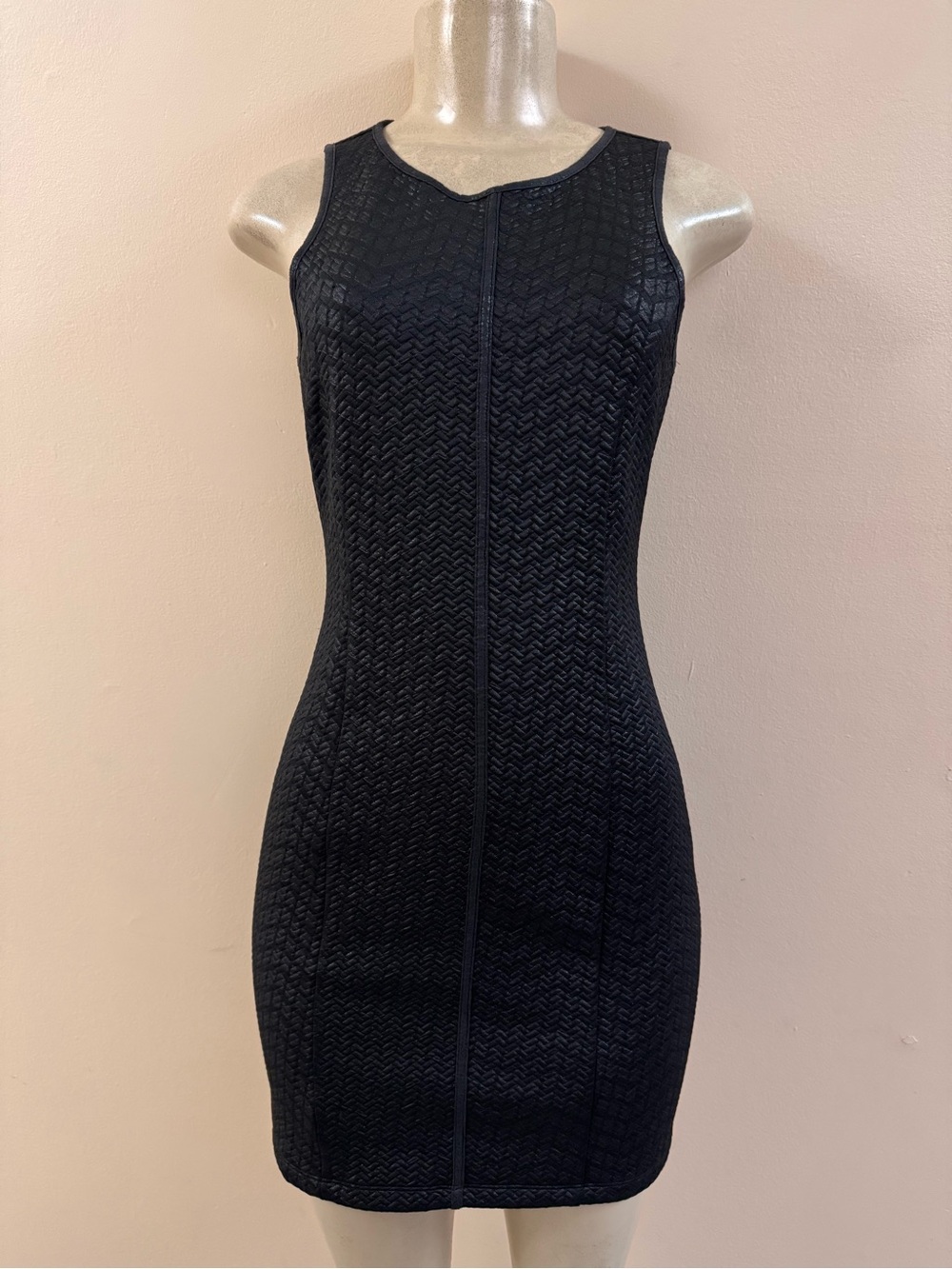 Black MONTEAU Basketweave Dress Size M EUC